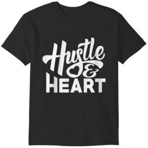 Hustle And Heart Motivational Shirt Positive Quote Gym Workout Graphic Tee